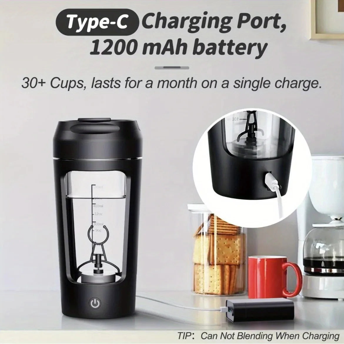 500ML Electric Shaker Bottle USB C Rechargeable Automatic Mixer Black-Food Mixer & Blender-DECOROLALA