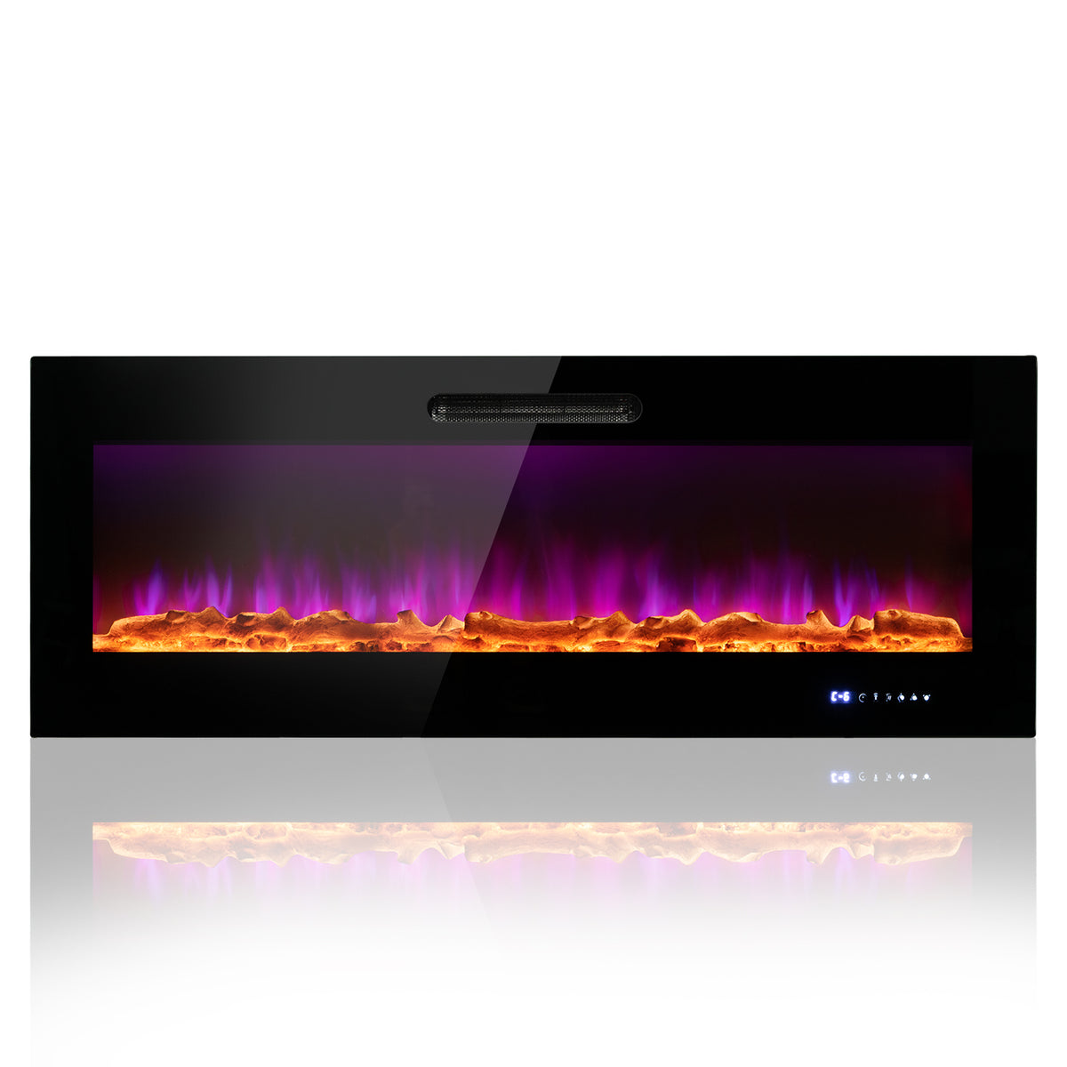 50/60 Inch Wall Mounted Recessed Electric Fireplace with Decorative Crystal and Log-50 inches-Fireplaces-DECOROLALA