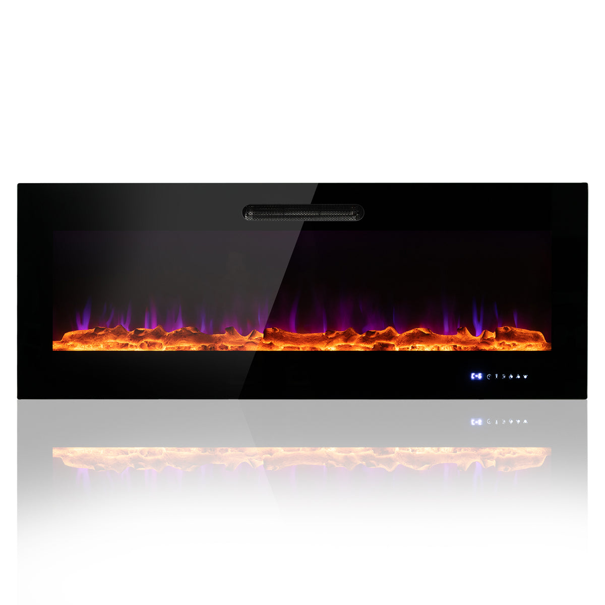 50/60 Inch Wall Mounted Recessed Electric Fireplace with Decorative Crystal and Log-60 inches-Fireplaces-DECOROLALA