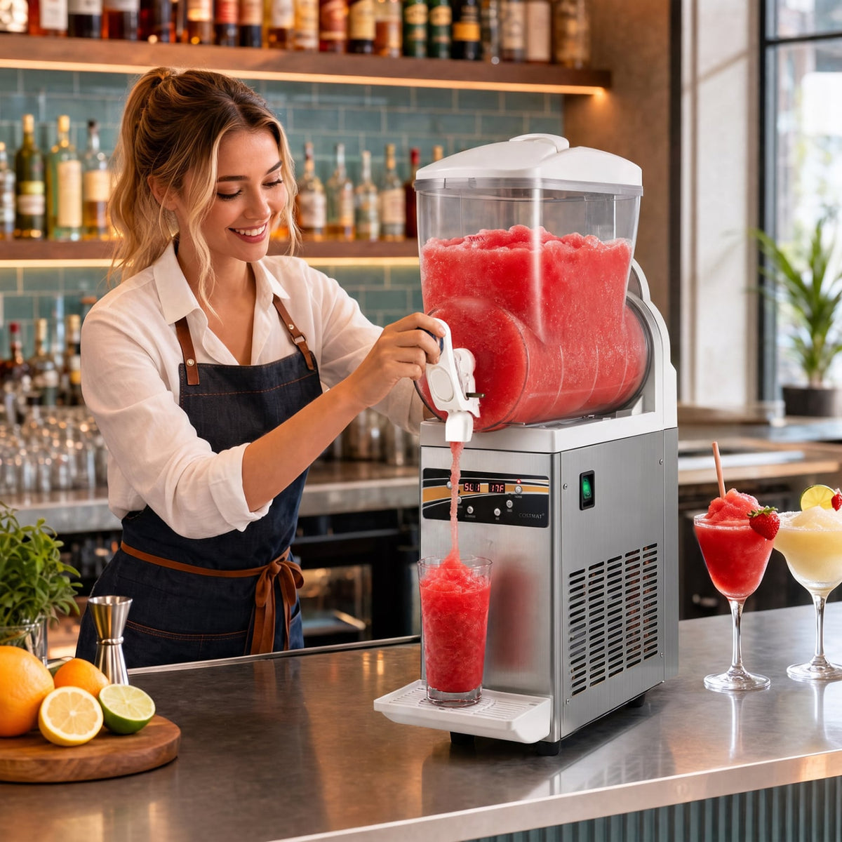 507 oz Commercial Slushy Machine Single Tank No Ice Needed-Silver-Slushie Machines-DECOROLALA
