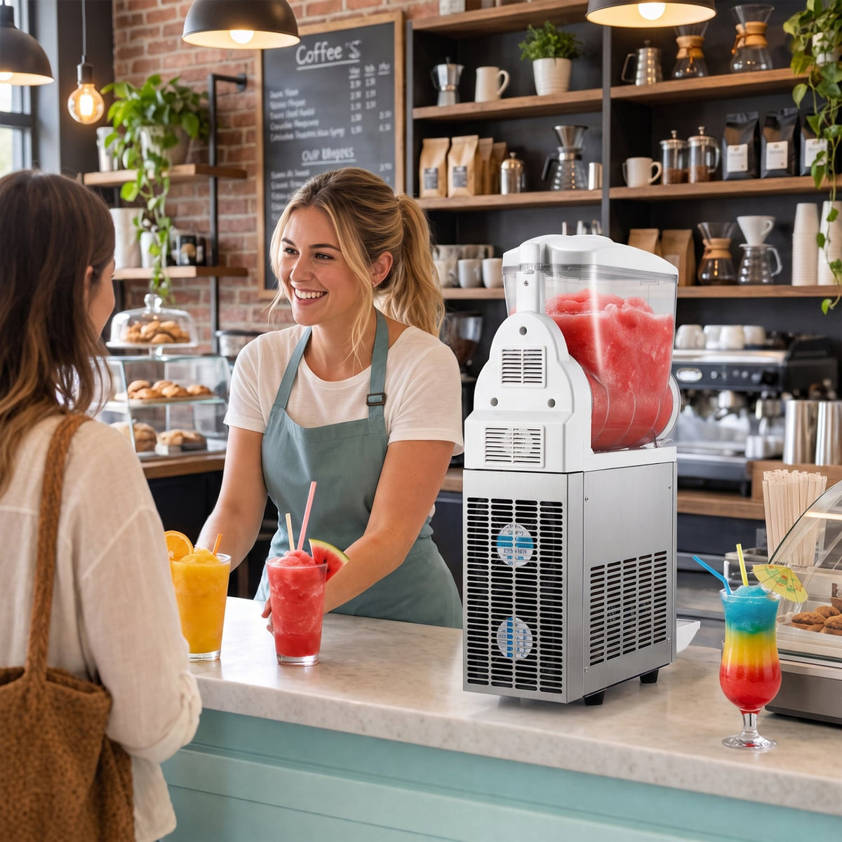 507 oz Commercial Slushy Machine Single Tank No Ice Needed-Silver-Slushie Machines-DECOROLALA