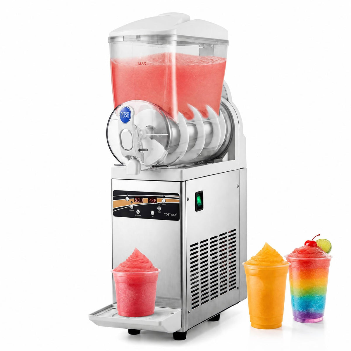507 oz Commercial Slushy Machine Single Tank No Ice Needed-Silver-Slushie Machines-DECOROLALA