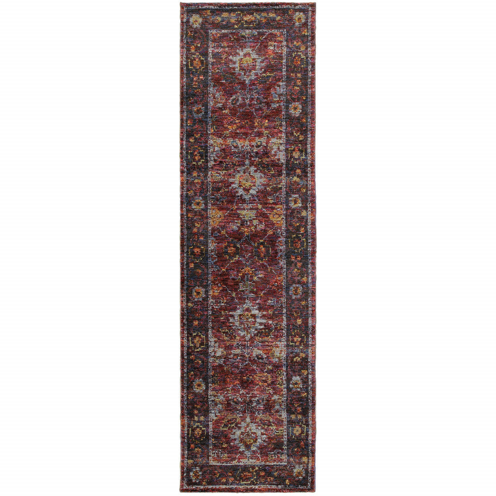 8' Red And Purple Oriental Runner Rug-1