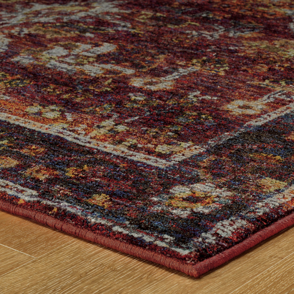 8' Red And Purple Oriental Runner Rug-4