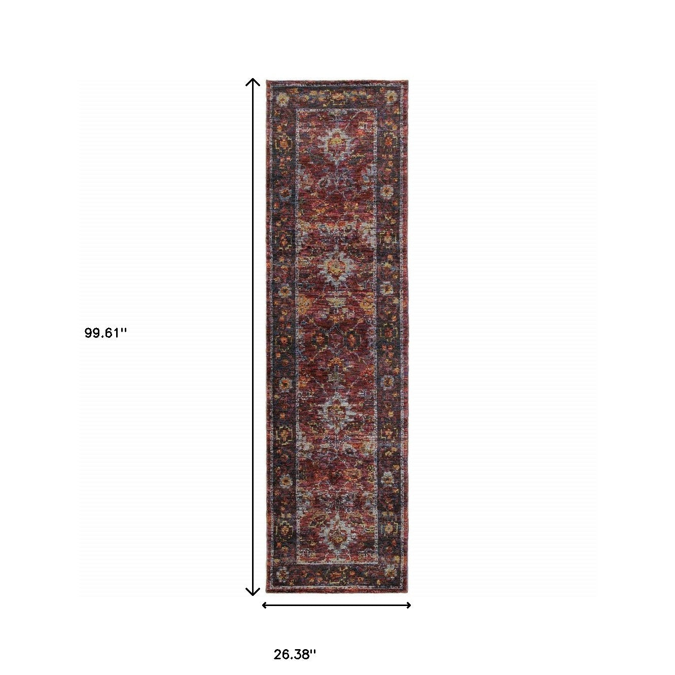 8' Red And Purple Oriental Runner Rug-2
