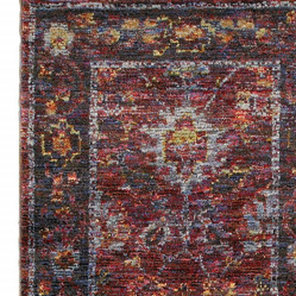 8' Red And Purple Oriental Runner Rug-3