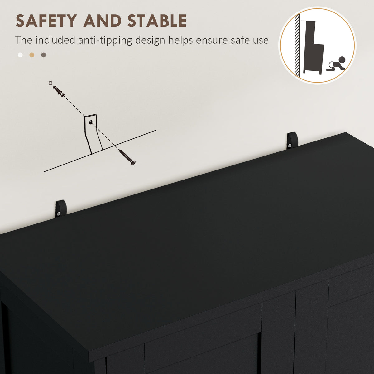 50.4" Kitchen Pantry Cabinet - Black 4-Door with Drawer-Home Furnishings > Storage & Organization > Kitchen Pantry Cabinets-DECOROLALA