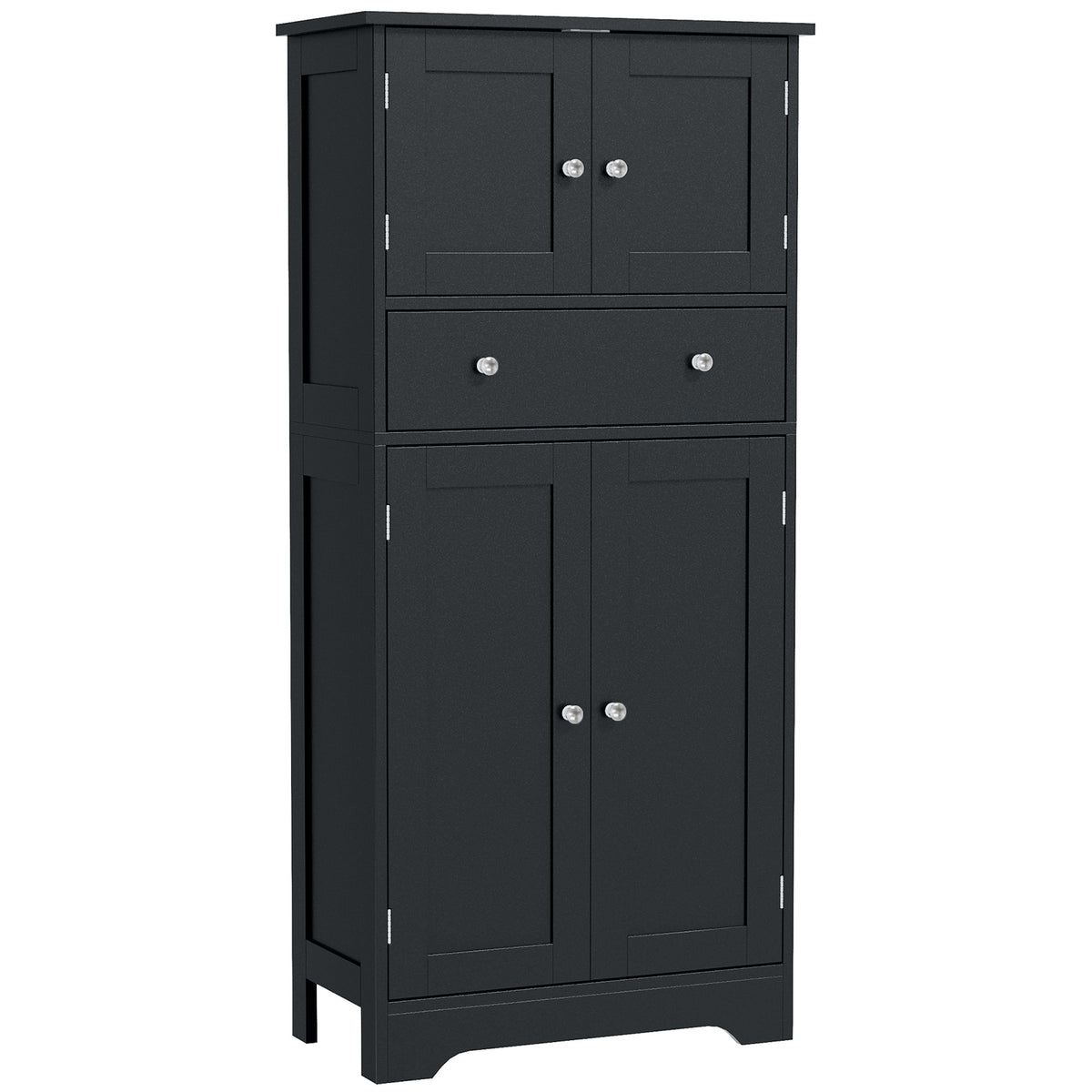 50.4" Kitchen Pantry Cabinet - Black 4-Door with Drawer-Home Furnishings > Storage & Organization > Kitchen Pantry Cabinets-DECOROLALA