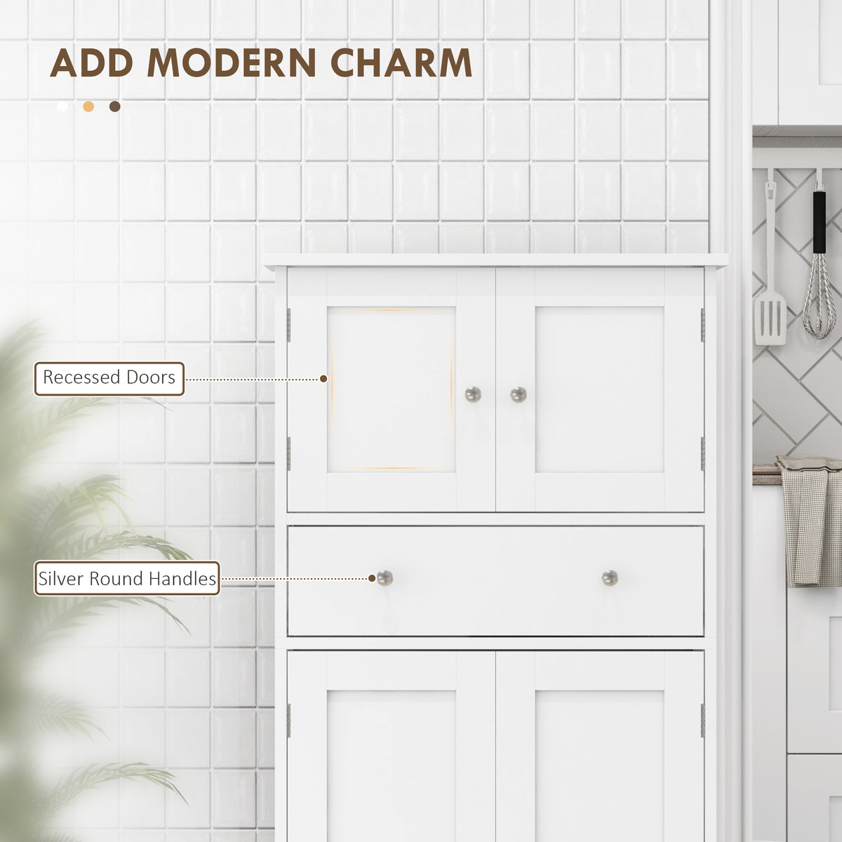 50.4" Modern Kitchen Pantry Cabinet - White 4-Door Drawer-Home Furnishings > Storage & Organization > Kitchen Pantry Cabinets-DECOROLALA
