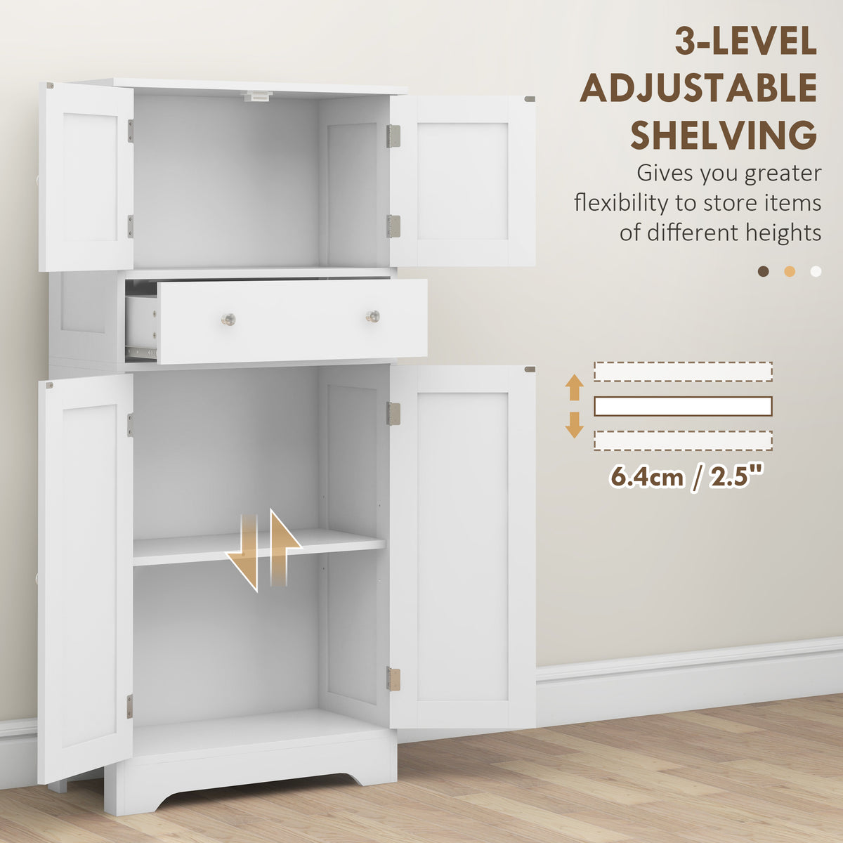 50.4" Modern Kitchen Pantry Cabinet - White 4-Door Drawer-Home Furnishings > Storage & Organization > Kitchen Pantry Cabinets-DECOROLALA