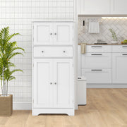 50.4" Modern Kitchen Pantry Cabinet - White 4-Door Drawer-Pantry Cabinets-DECOROLALA