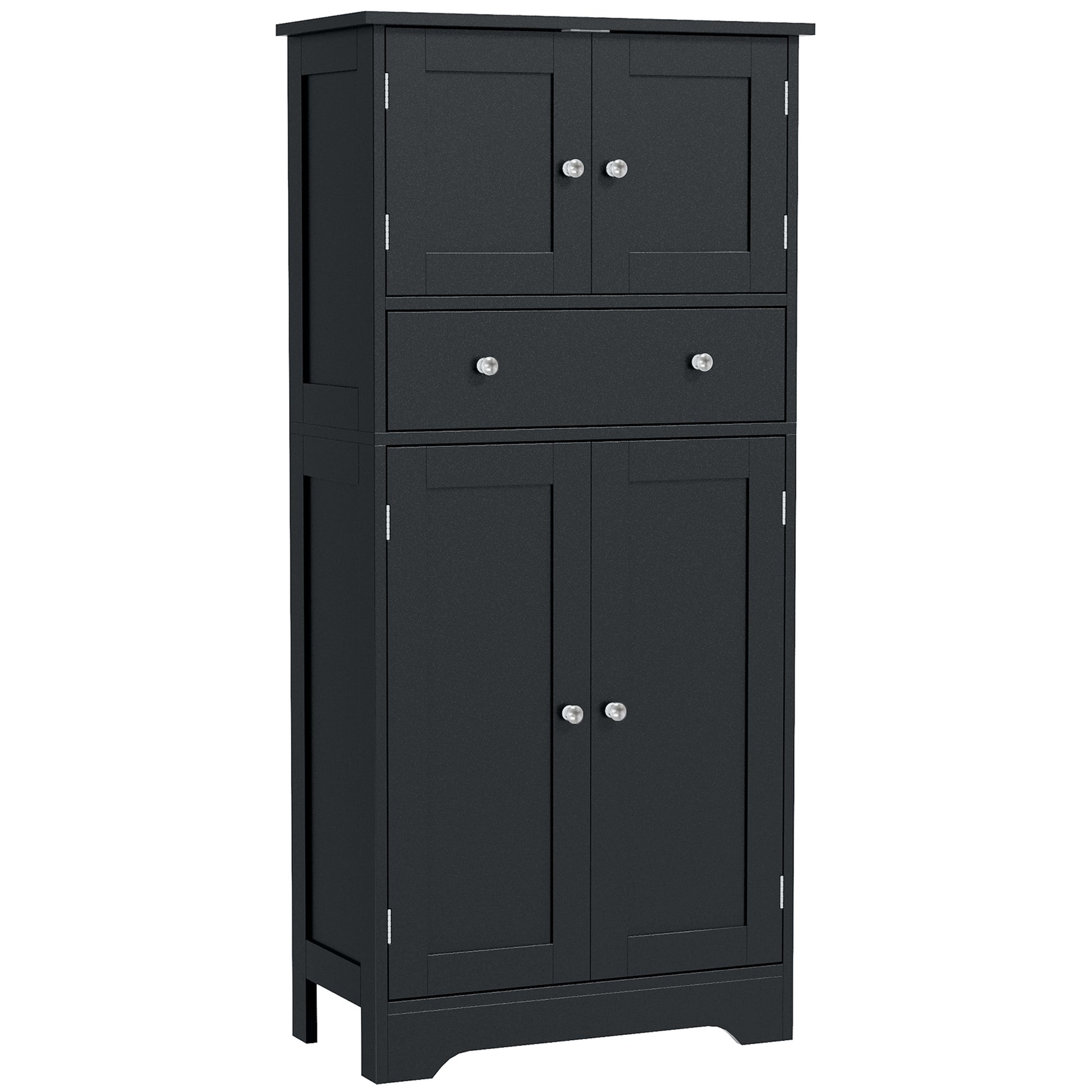 50.5" Kitchen Storage Cabinet, Modern Kitchen Pantry Cabinet with 4 Doors, Drawer, Adjustable Shelf, Black-Home Furnishings > Storage & Organization > Kitchen Pantry Cabinets-DECOROLALA