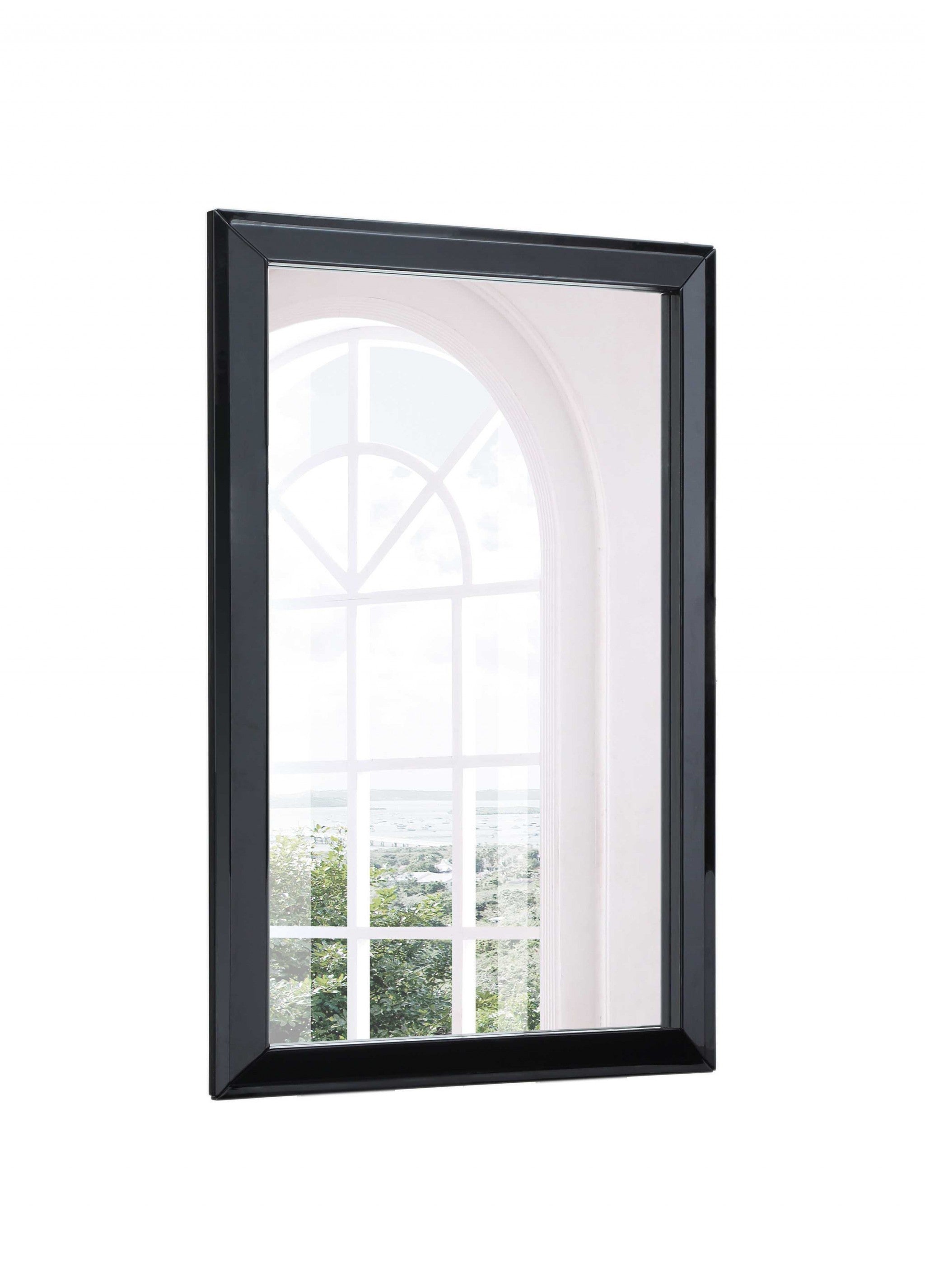51" Black Wood Framed Accent Mirror-Mirrors-DECOROLALA