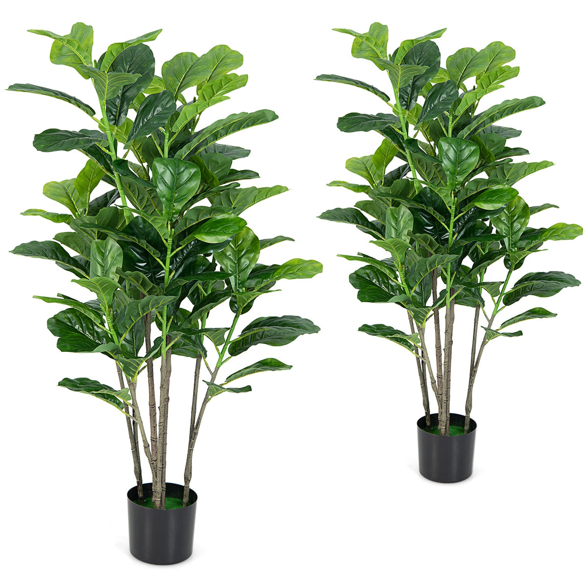 51 Inch 2-Pack Artificial Fiddle Leaf Fig Tree for Indoor and Outdoor-Artificial Plants-DECOROLALA