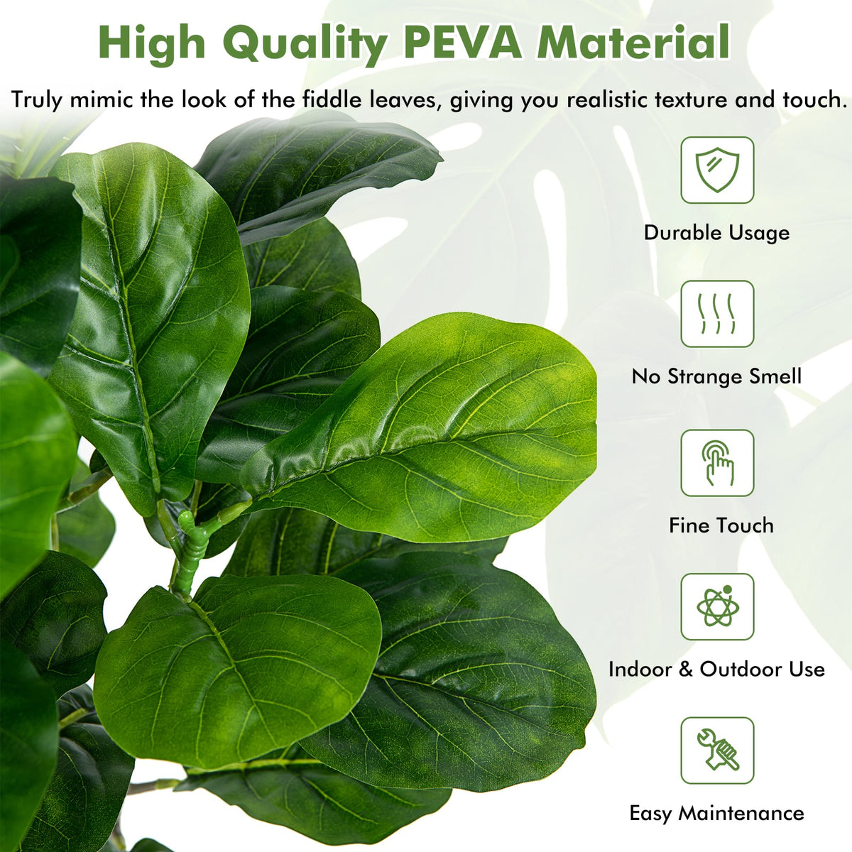 51 Inch 2-Pack Artificial Fiddle Leaf Fig Tree for Indoor and Outdoor-Artificial Plants-DECOROLALA