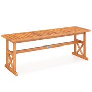 51 Inches Outdoor Acacia Wood Bench with Slatted Seat and 800 lbs Weight Capacity-1 Piece-Outdoor Benches-DECOROLALA