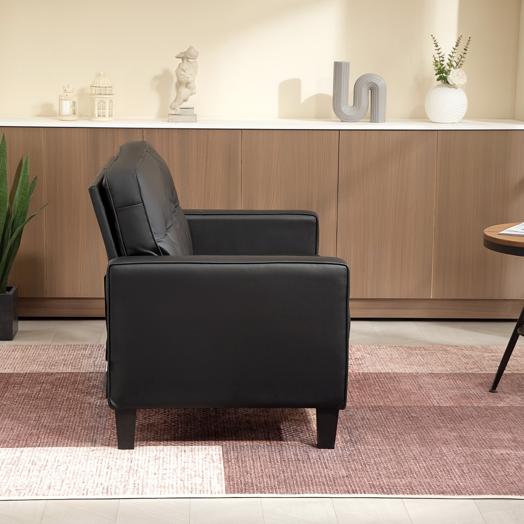 51" Loveseat Sofa - Black PU Leather Upholstered-DECOROLALA