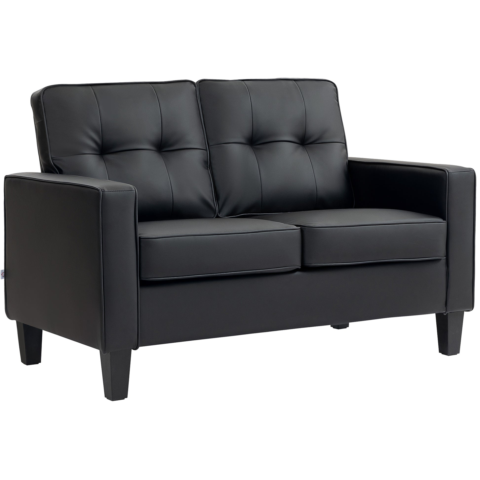 51" Loveseat Sofa - Black PU Leather Upholstered-DECOROLALA