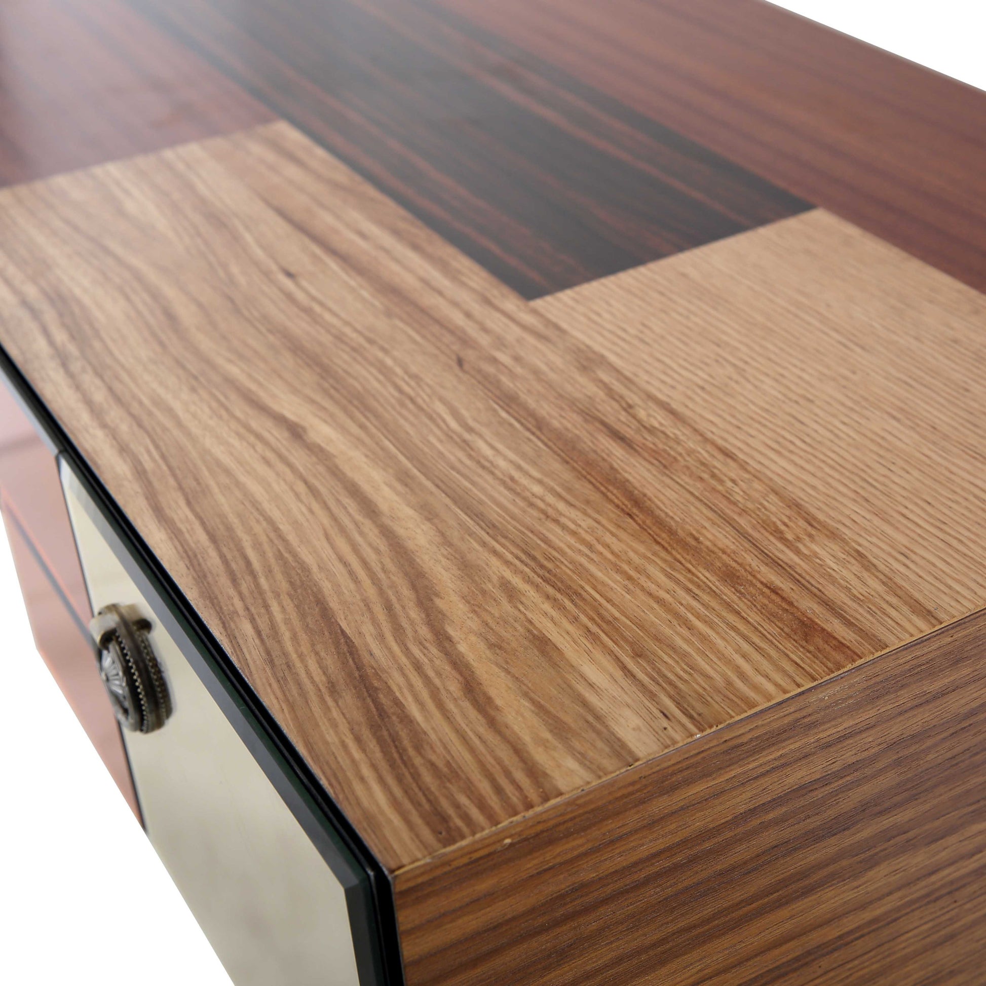 51" Wood Brown and Brown Mirrored Console Table With Storage-Console Tables-DECOROLALA