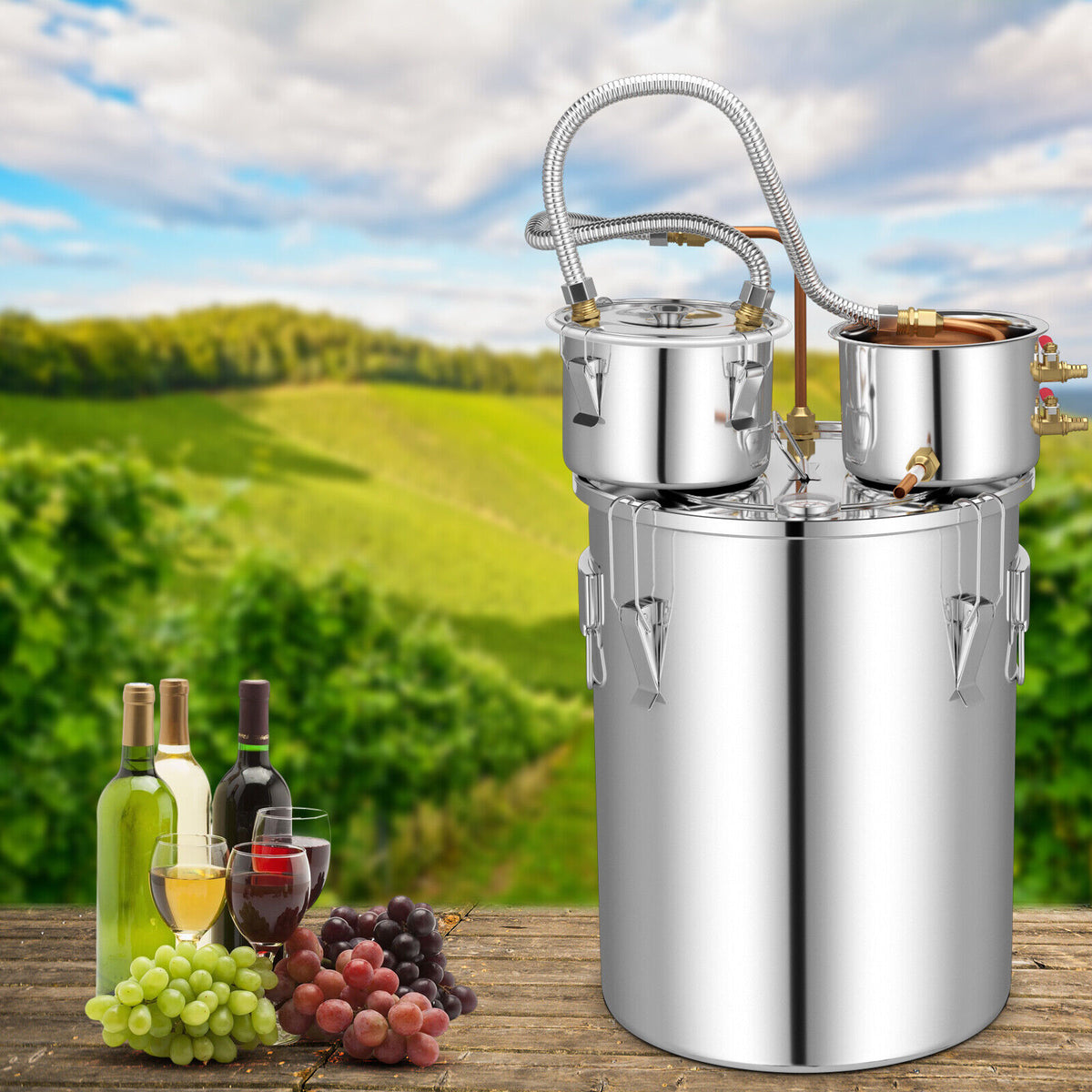 5/10 Gal 22/38 L Water Alcohol Distiller for DIY Whisky-10 Gal-Small Appliances-DECOROLALA