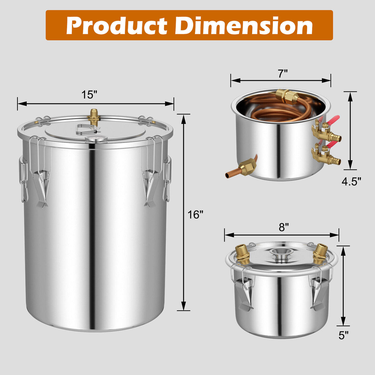 5/10 Gal 22/38 L Water Alcohol Distiller for DIY Whisky-10 Gal-Small Appliances-DECOROLALA