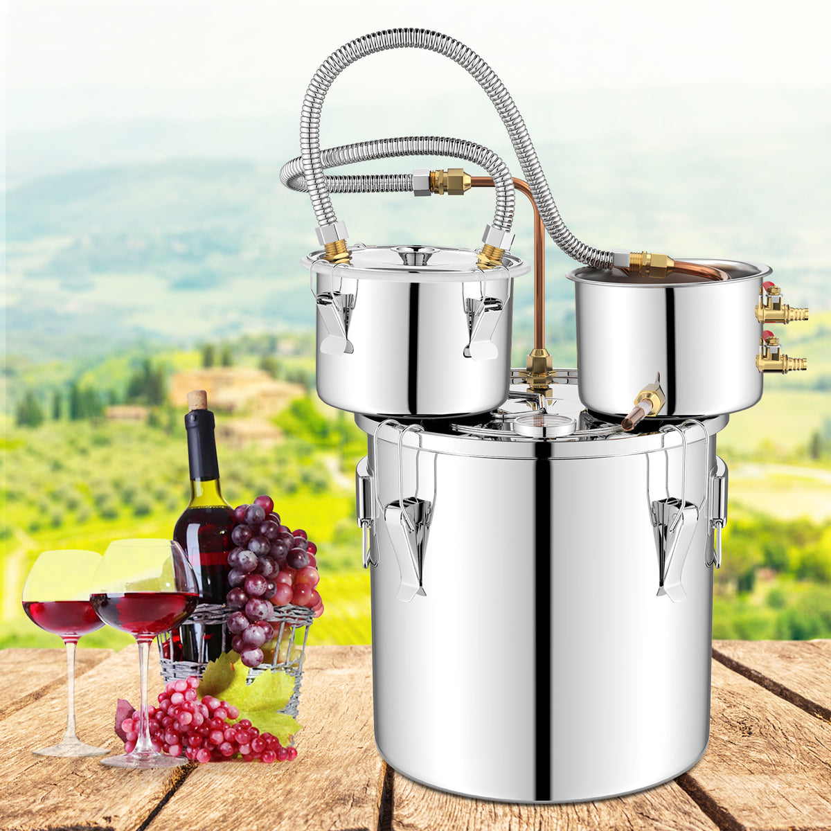 5/10 Gal 22/38 L Water Alcohol Distiller for DIY Whisky-5 Gal-Small Appliances-DECOROLALA
