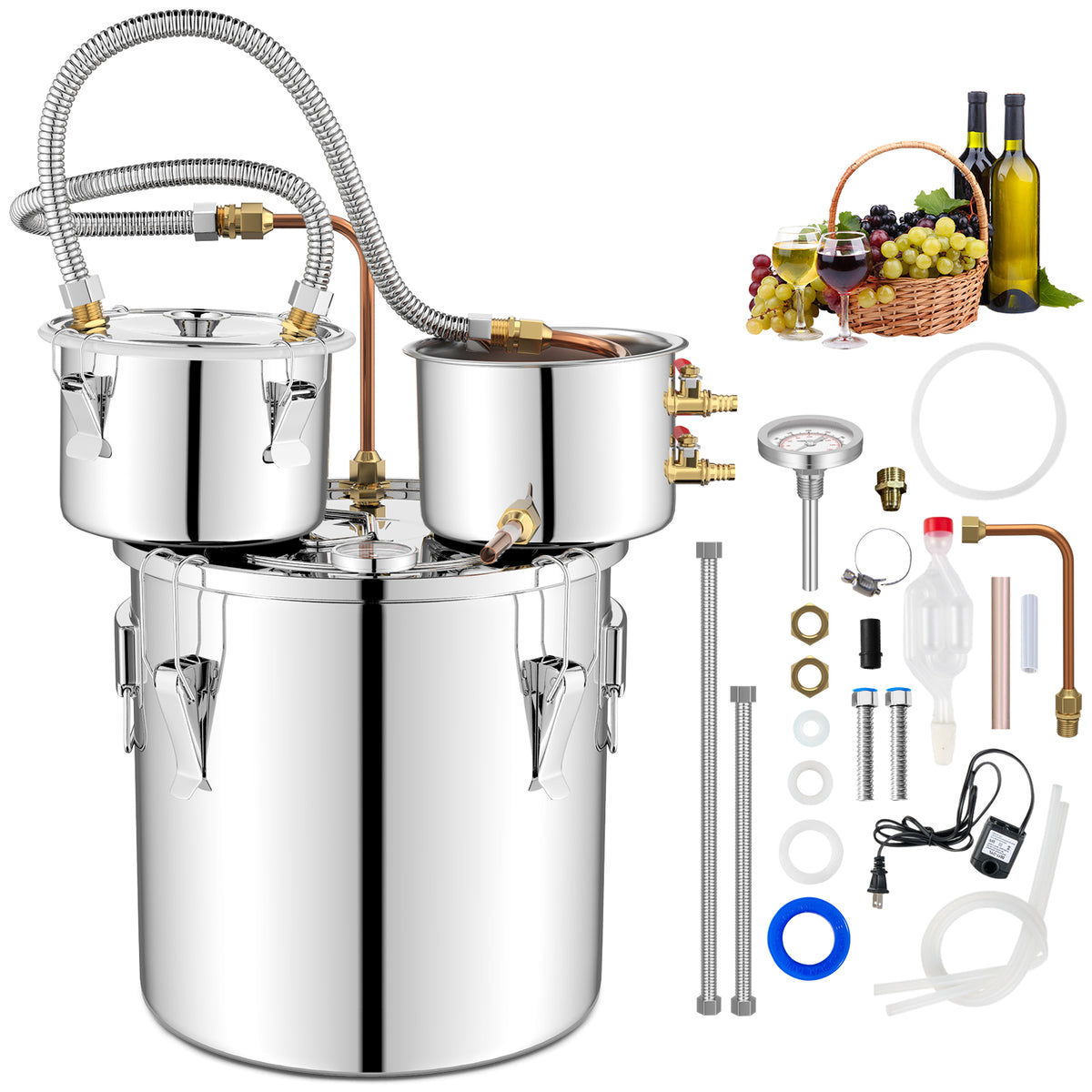 5/10 Gal 22/38 L Water Alcohol Distiller for DIY Whisky-5 Gal-Small Appliances-DECOROLALA