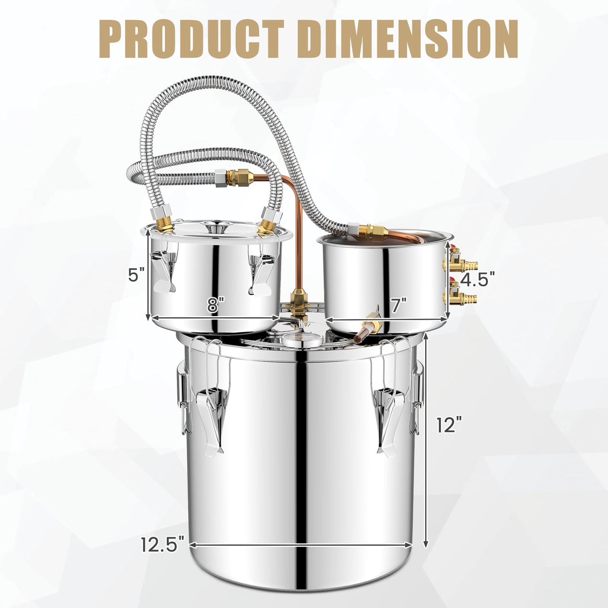 5/10 Gal 22/38 L Water Alcohol Distiller for DIY Whisky-5 Gal-Small Appliances-DECOROLALA
