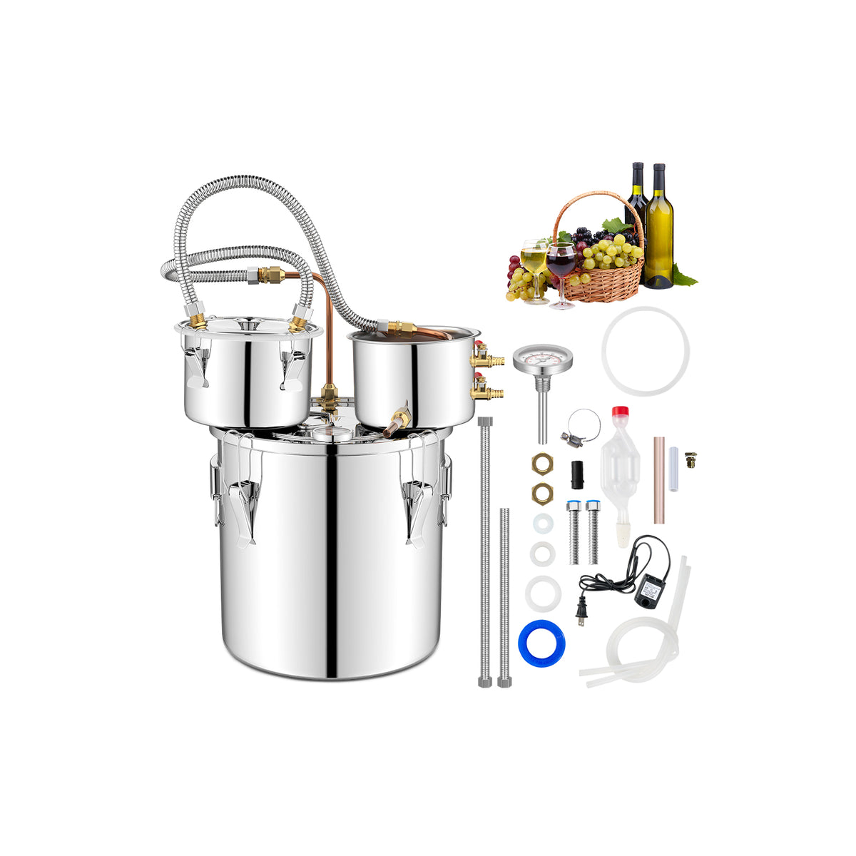 5/10 Gal 22/38 L Water Alcohol Distiller for DIY Whisky-5 Gal-Small Appliances-DECOROLALA