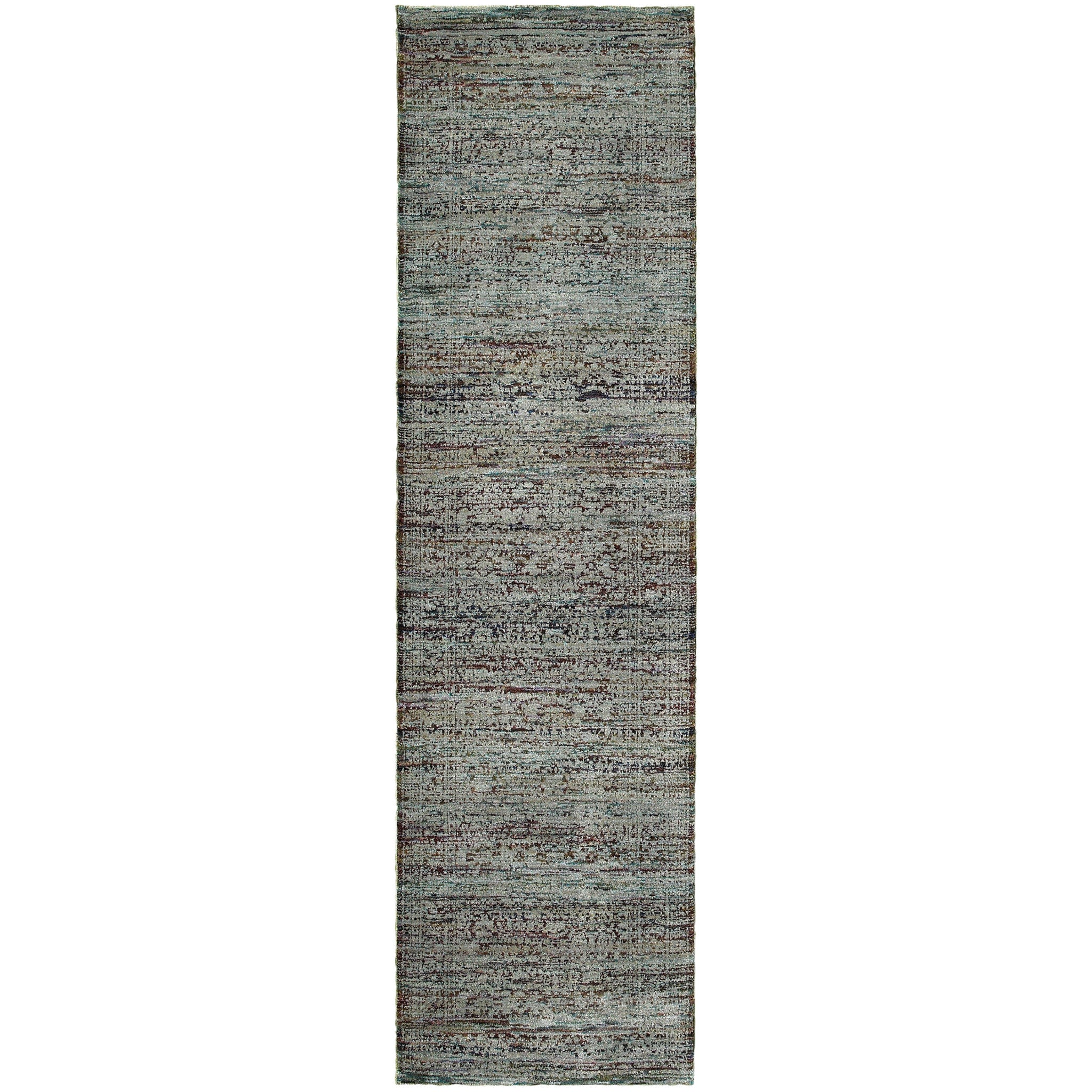 8' Blue And Green Oriental Runner Rug-1