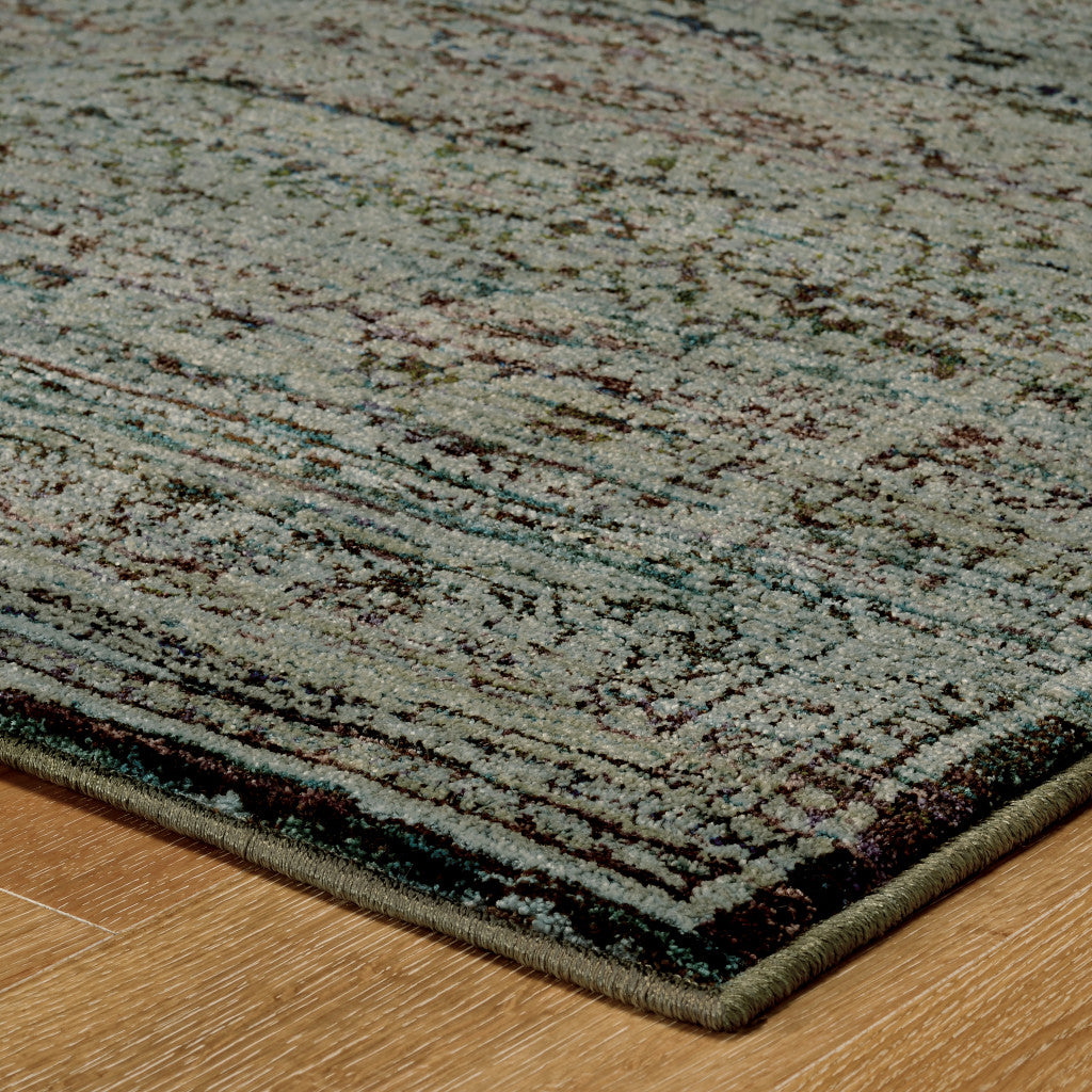 8' Blue And Green Oriental Runner Rug-4