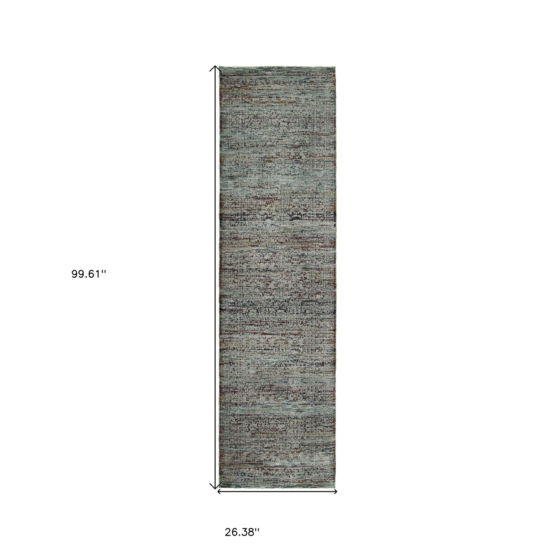 8' Blue And Green Oriental Runner Rug-2