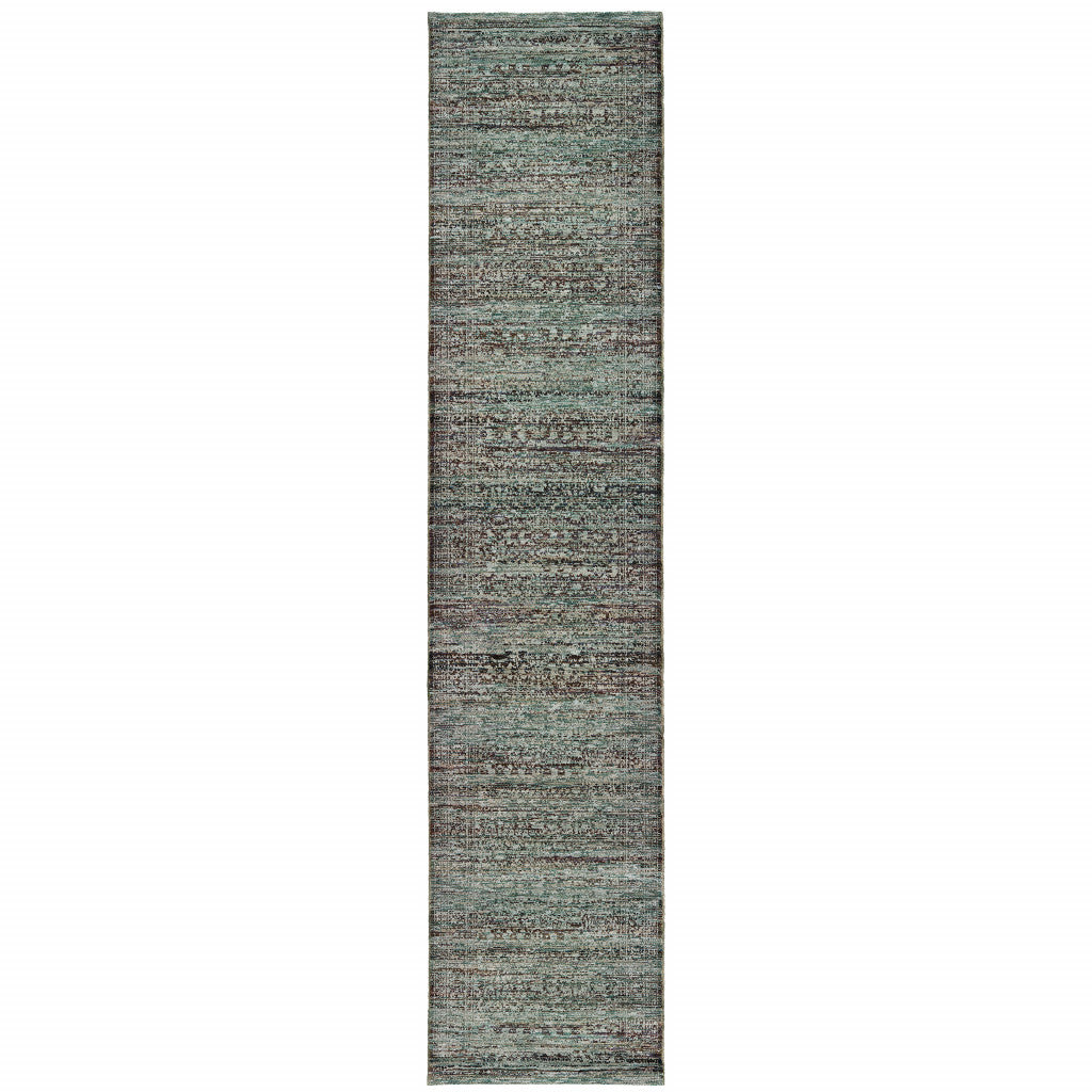 12' Blue And Purple Oriental Runner Rug-1