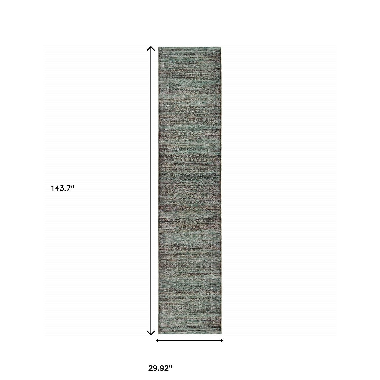 12' Blue And Purple Oriental Runner Rug-2