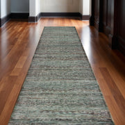 12' Blue And Purple Oriental Runner Rug-0