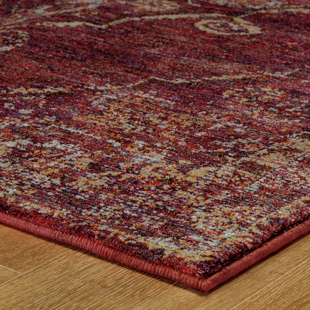 12' Red And Gold Oriental Runner Rug-4