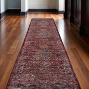 12' Red And Gold Oriental Runner Rug-0