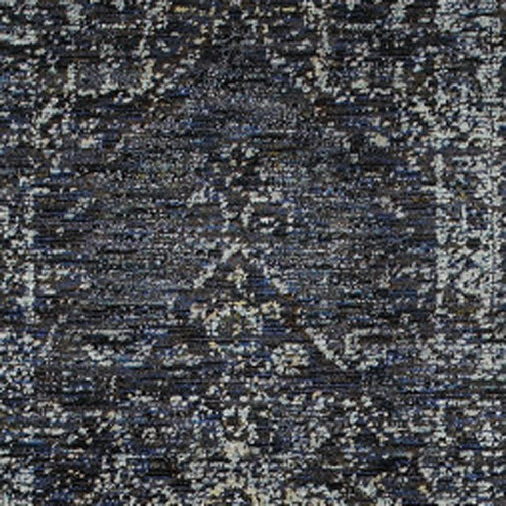 8' Blue And Ivory Oriental Runner Rug-3