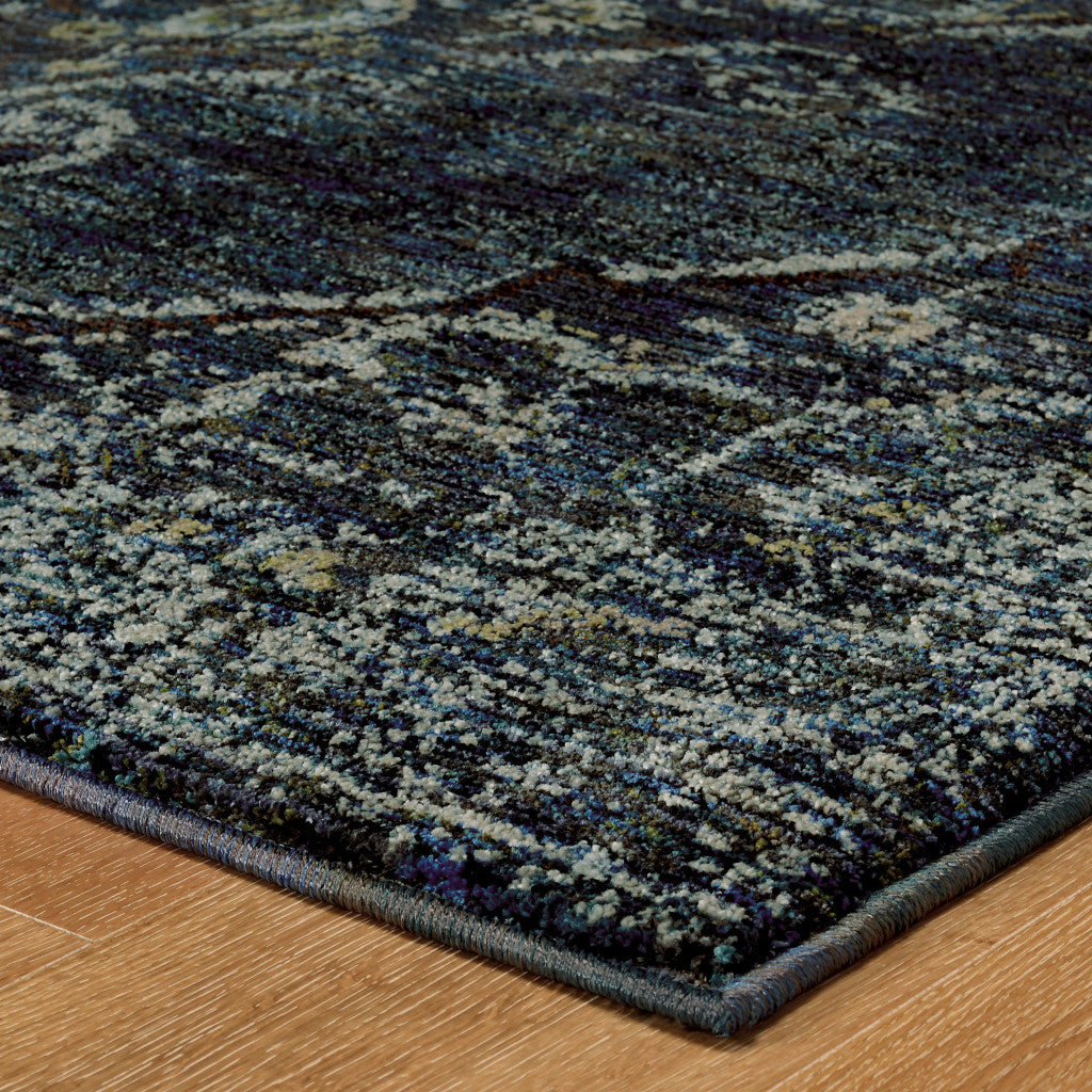 12' Blue And Brown Oriental Runner Rug-4