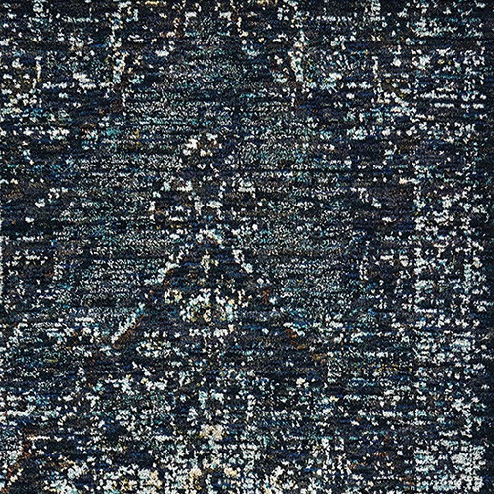12' Blue And Brown Oriental Runner Rug-3