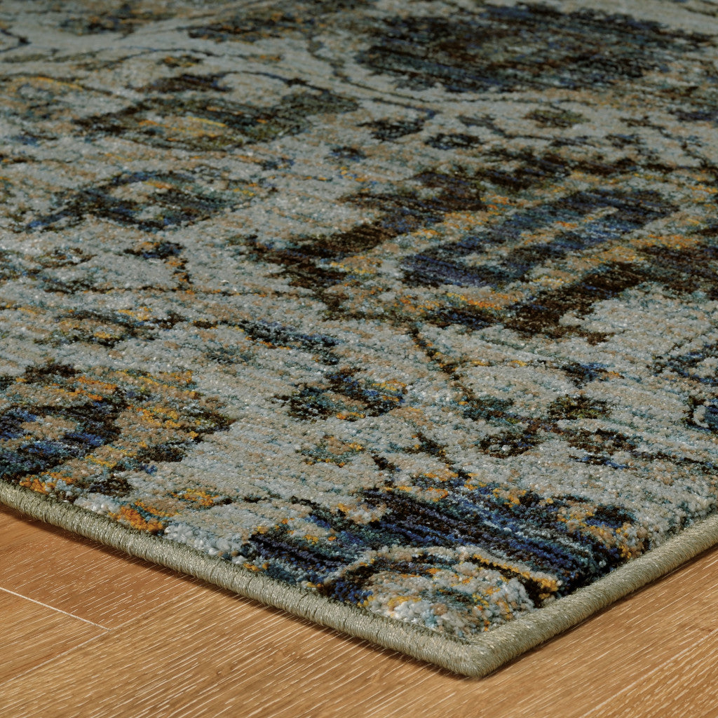 12' Blue Oriental Runner Rug-4