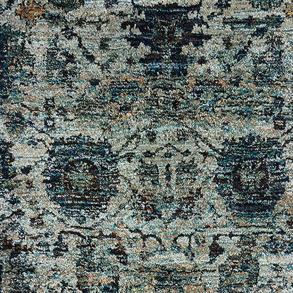 12' Blue Oriental Runner Rug-3