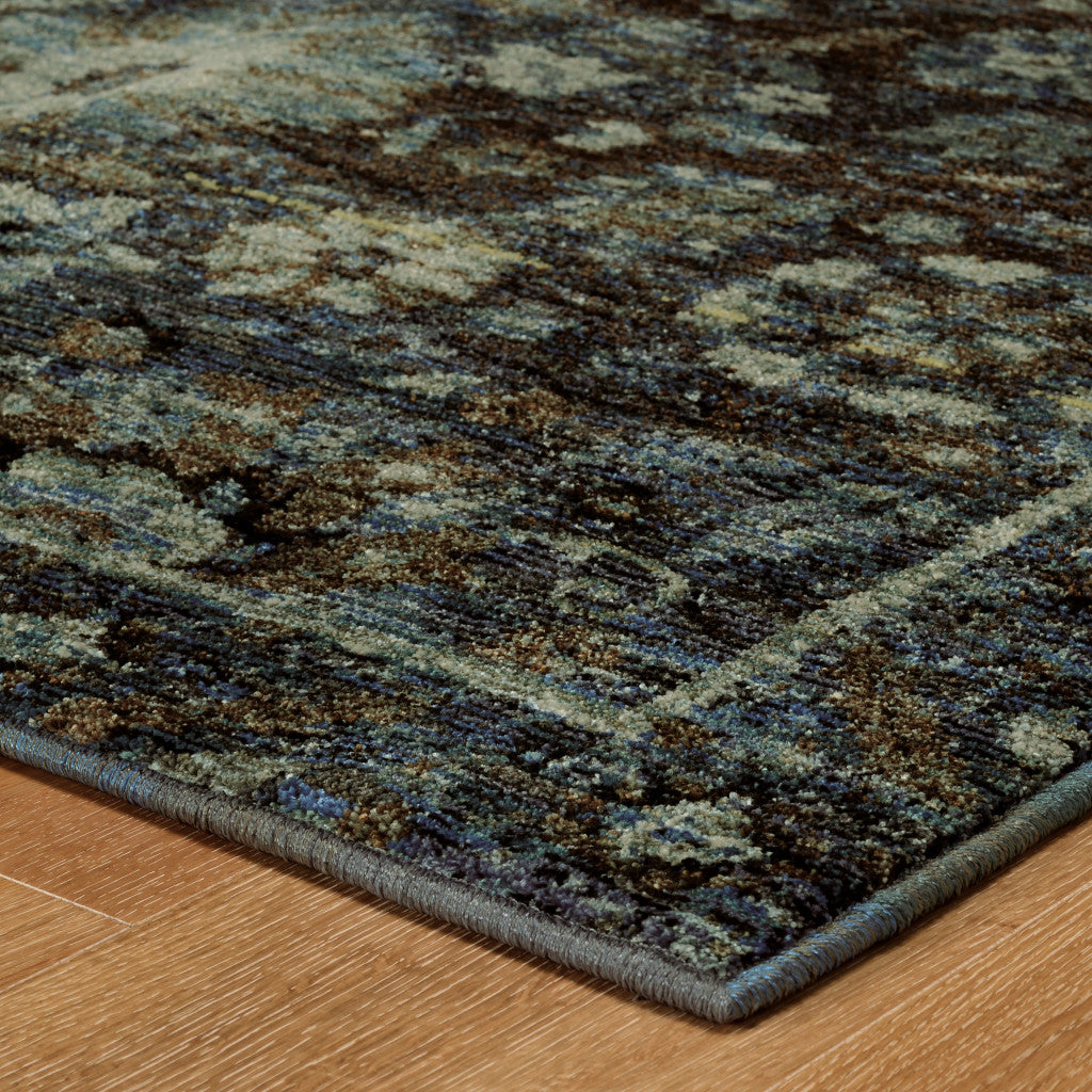 12' Blue Oriental Runner Rug-4