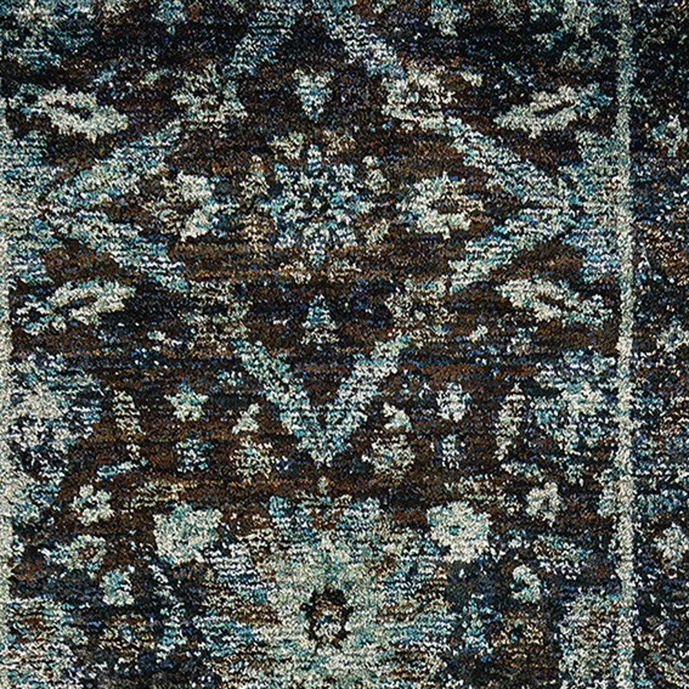 12' Blue Oriental Runner Rug-3