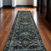12' Blue Oriental Runner Rug-0