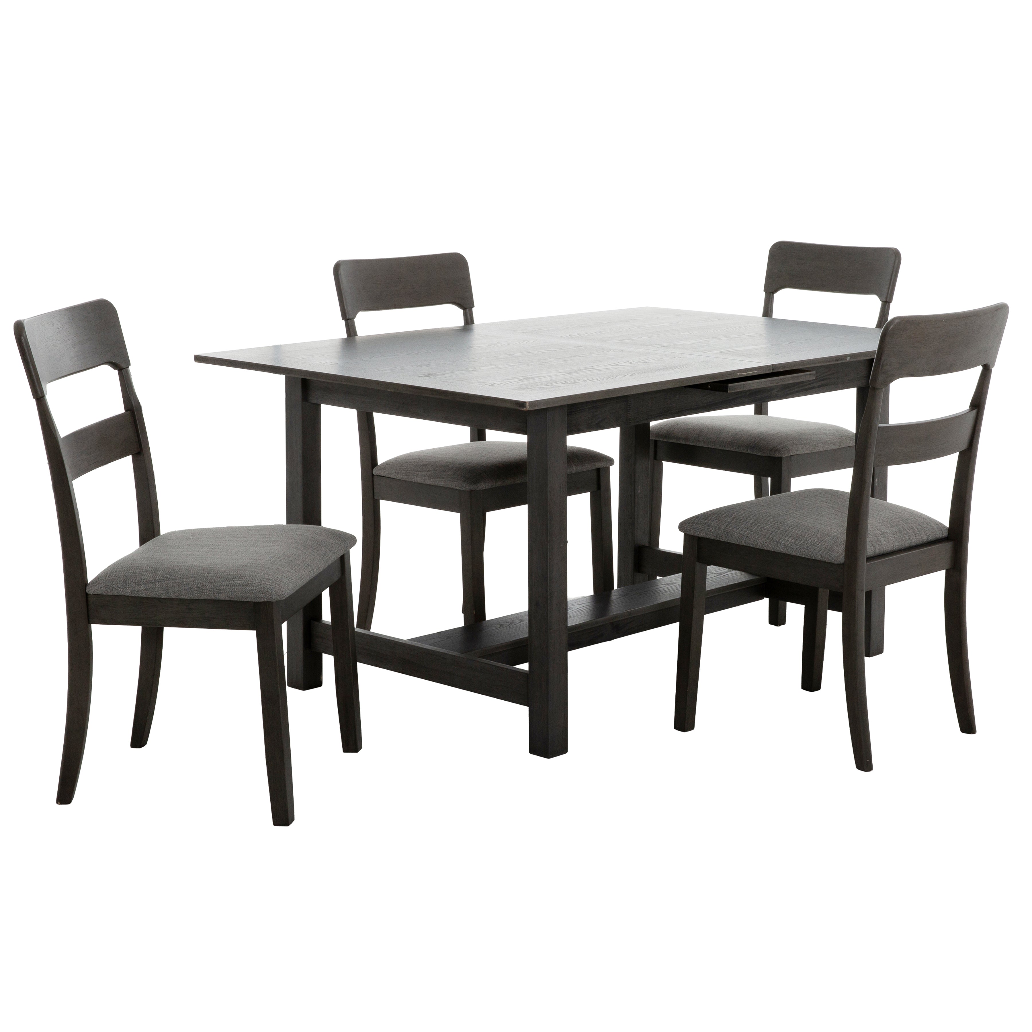 5100 5-Piece Extendable Dining Set - Grey with 4 Chairs-Dining Set-DECOROLALA