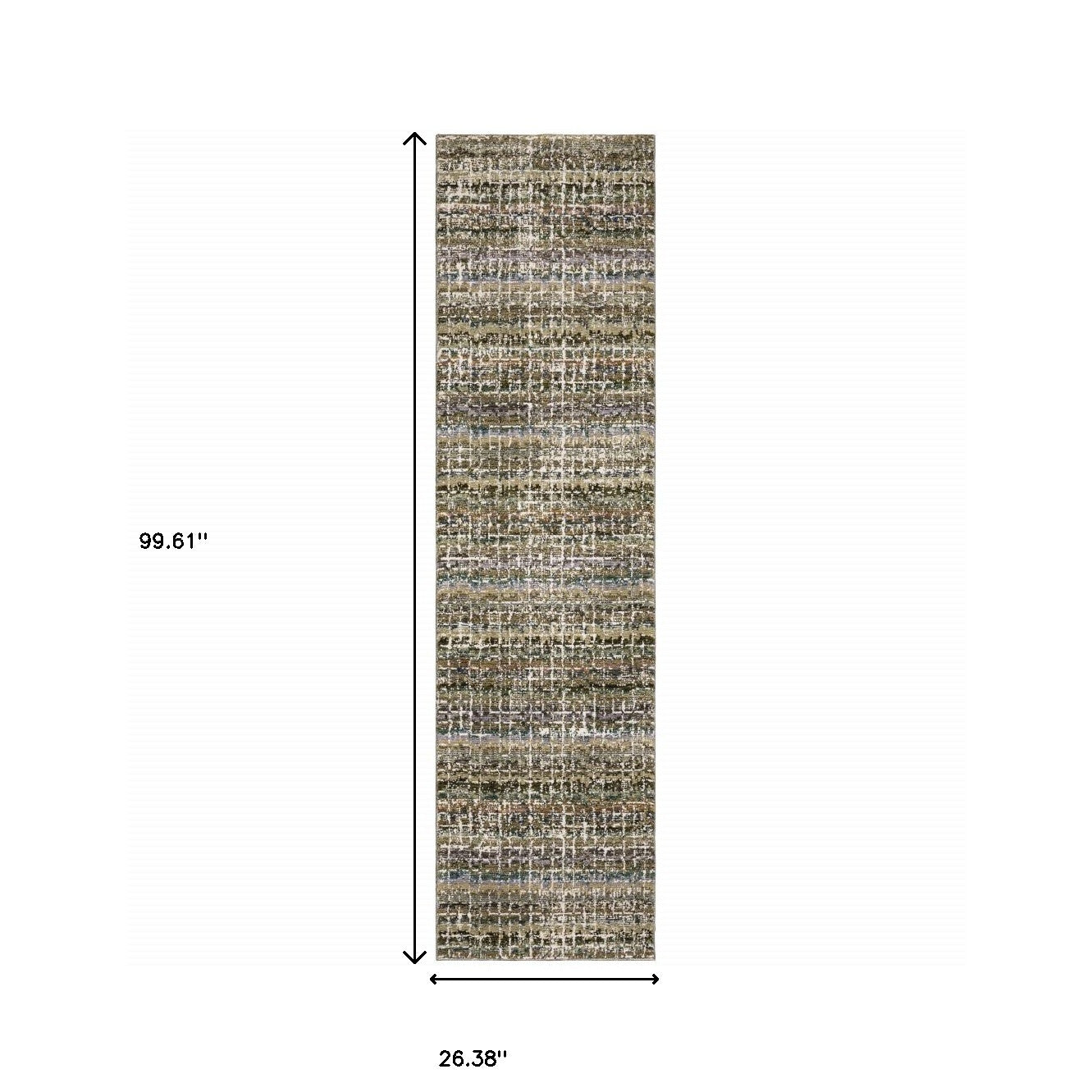 8' Gray And Ivory Abstract Runner Rug-2