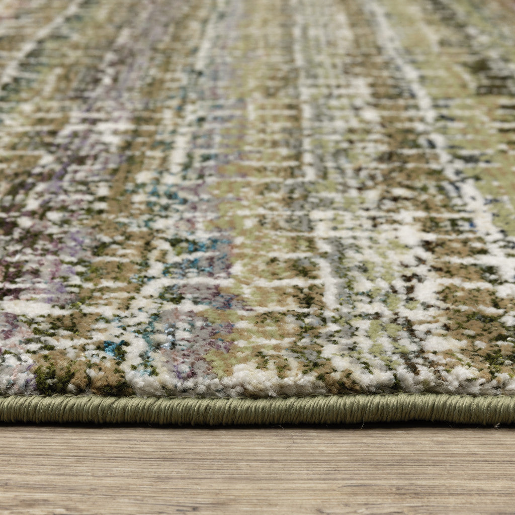 8' Gray And Ivory Abstract Runner Rug-5