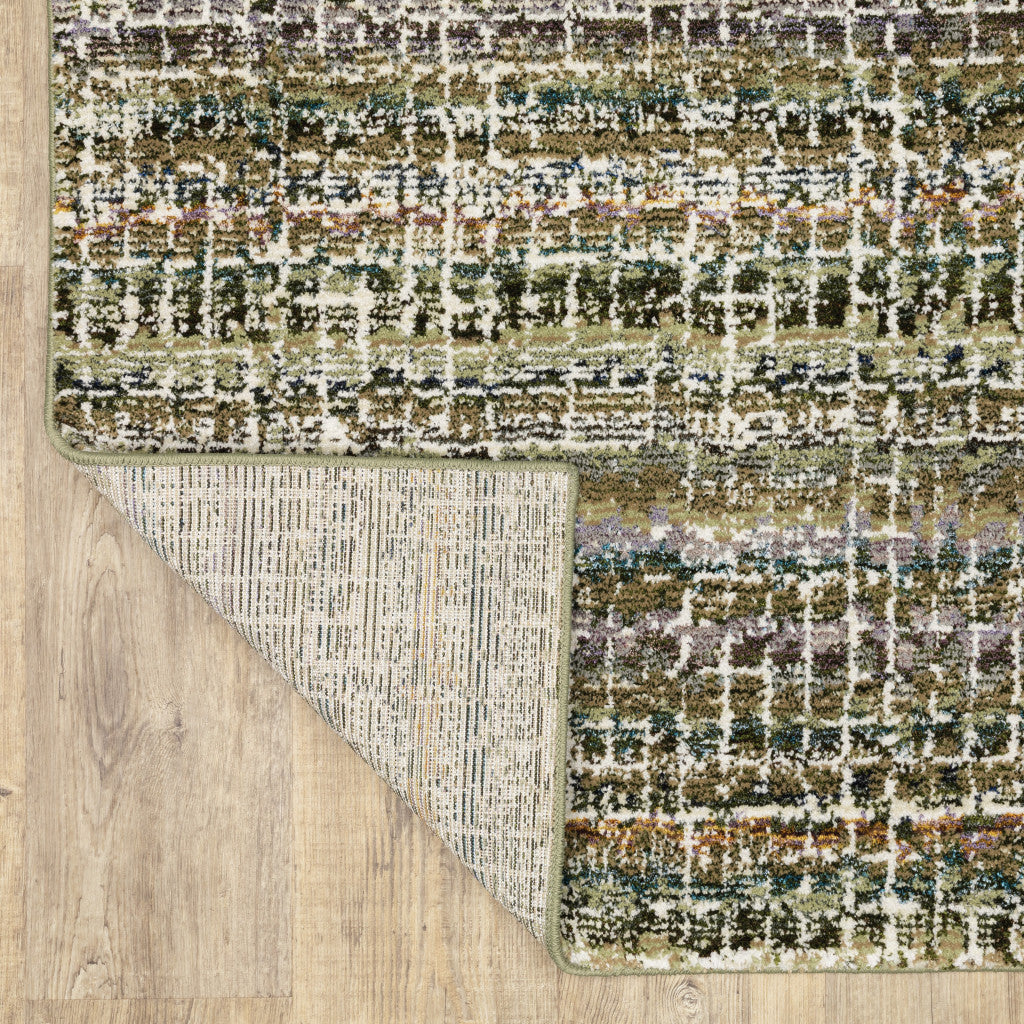 8' Gray And Ivory Abstract Runner Rug-8