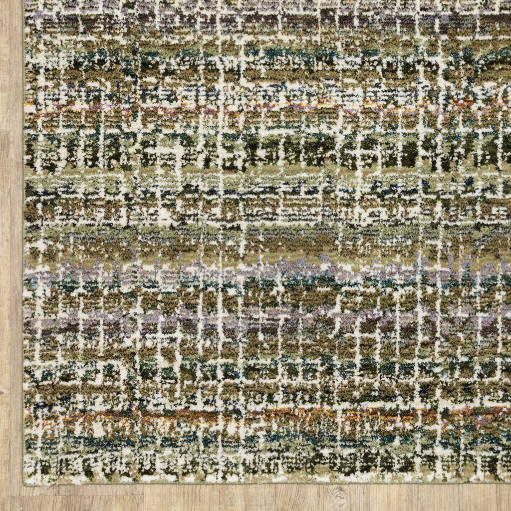 8' Gray And Ivory Abstract Runner Rug-3